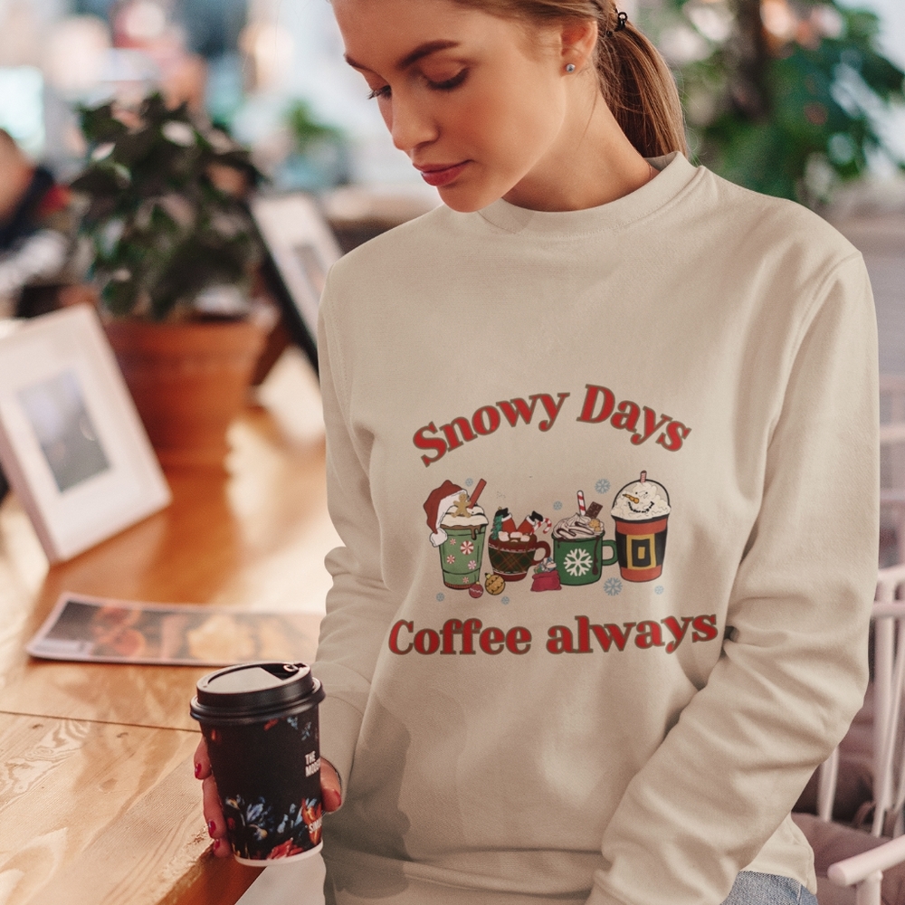 Snowy days coffee lover holiday,winter seasonal sweater brand new